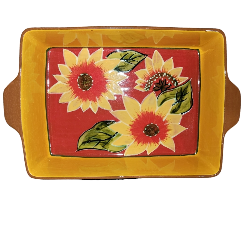 Home Essentials And Beyond Golden Sunflower Collection LG Deep Dish Baking Dish